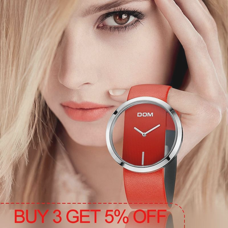 DOM Watch Women luxury Fashion Casual 30 m waterproof quartz watches genuine leather strap sport Ladies elegant wrist watch girl...  gift for girls