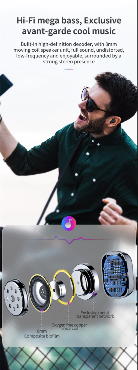 Bluetooth Earphone Wireless Headphone Bluetooth 5.0 Stereo Bass Wireless earphones With HD Microphone For Phone