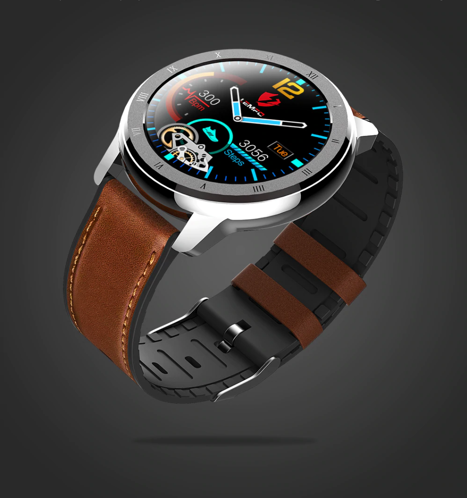 LEMFO ELF2 PPG + ECG Smart Watch 1.3 Inch Full Round Touch Screen 360*360 HD Resolution Stainless Steel Case Strap Replaceable