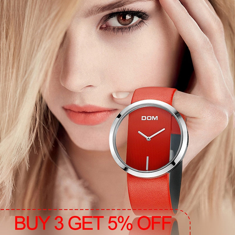 DOM Watch Women luxury Fashion Casual 30 m waterproof quartz watches genuine leather strap sport Ladies elegant wrist watch girl...  gift for girls