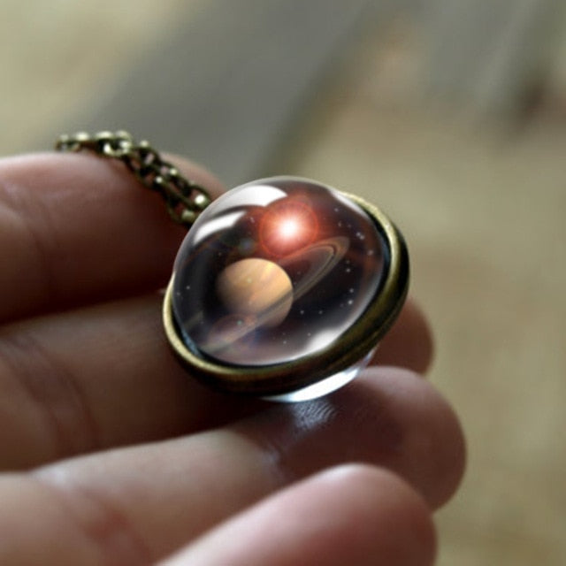 Nebula Galaxy Double Sided Pendant Necklace Universe Planet Jewelry Glass Art Picture Handmade Statement Necklace .... gift for girls