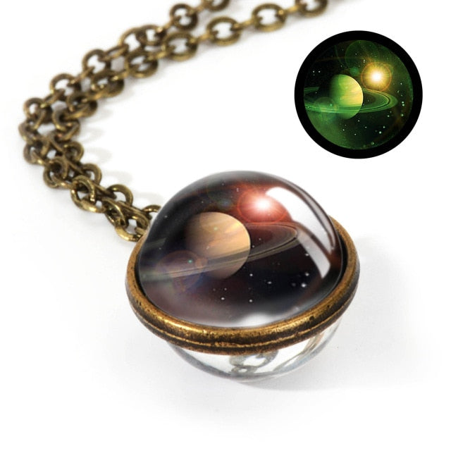 Nebula Galaxy Double Sided Pendant Necklace Universe Planet Jewelry Glass Art Picture Handmade Statement Necklace .... gift for girls