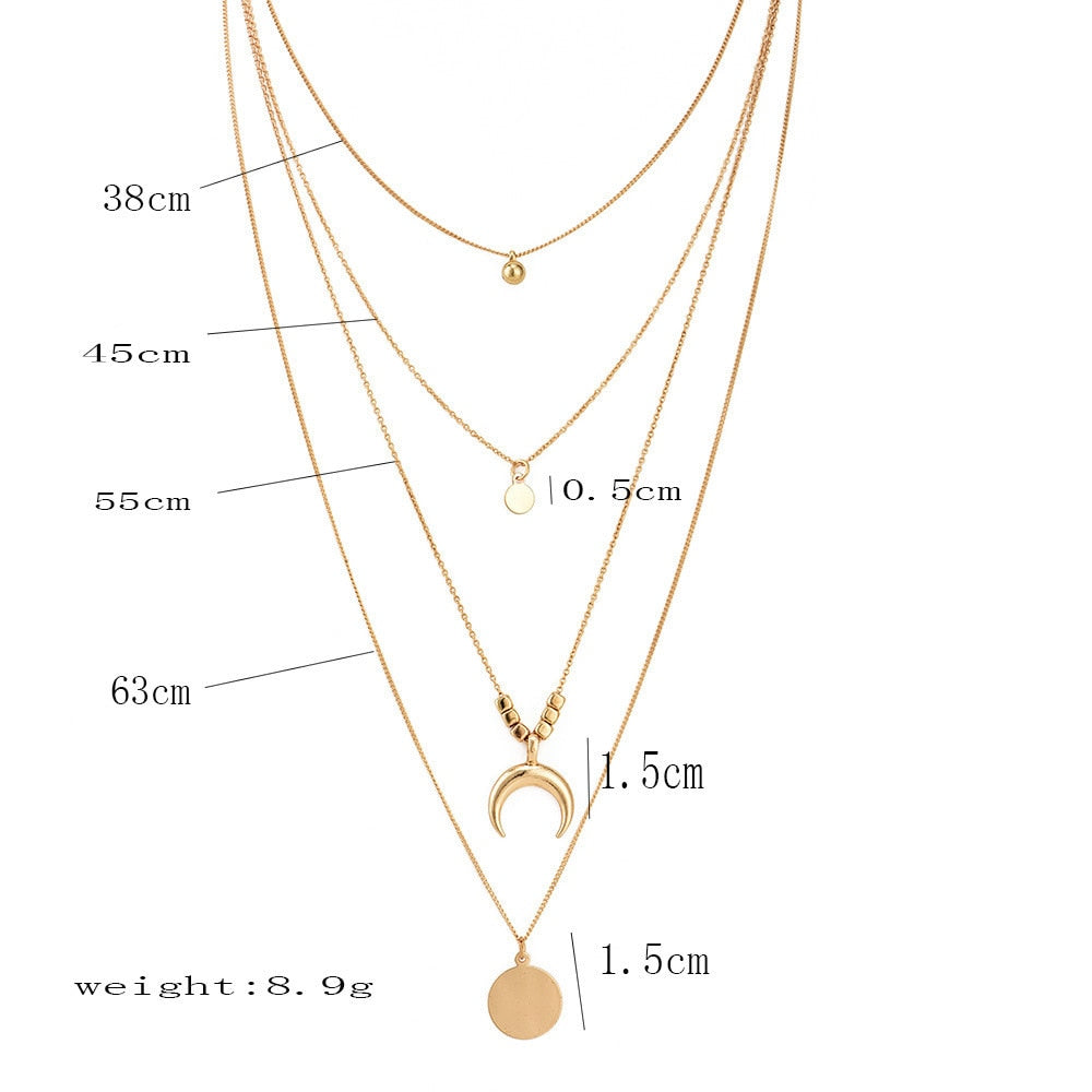 Multilayer Necklaces & Pendants Vintage Moon Choker Necklace for Women Gold Collier Femme Party Jewelry ....  gift for girls