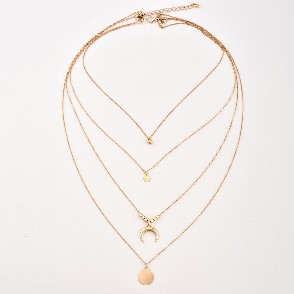 Multilayer Necklaces & Pendants Vintage Moon Choker Necklace for Women Gold Collier Femme Party Jewelry ....  gift for girls