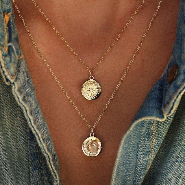 Multilayer Necklaces & Pendants Vintage Moon Choker Necklace for Women Gold Collier Femme Party Jewelry ....  gift for girls