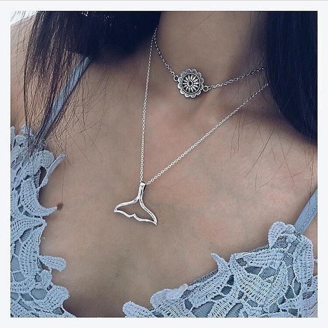 Multilayer Necklaces & Pendants Vintage Moon Choker Necklace for Women Gold Collier Femme Party Jewelry ....  gift for girls