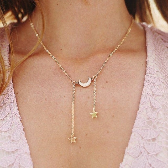 Multilayer Necklaces & Pendants Vintage Moon Choker Necklace for Women Gold Collier Femme Party Jewelry ....  gift for girls