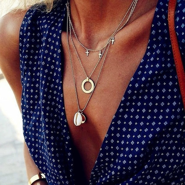 Multilayer Necklaces & Pendants Vintage Moon Choker Necklace for Women Gold Collier Femme Party Jewelry ....  gift for girls