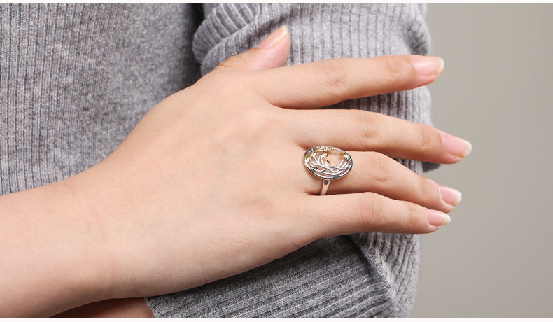 SILVERAGE Authentic 925 Sterling Silver Life Tree Shape Engagemant Wedding Ring 925 Silver Gold  Rings for Woman ...  gift for girls