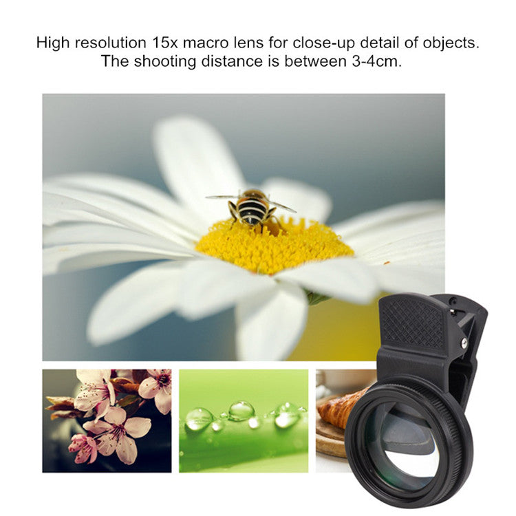 Orsda 4K HD Super 15X Macro Lens for Smartphone Anti-Distortion 0.6X
