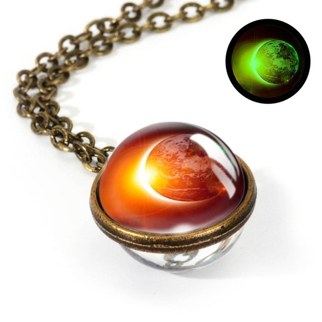 Nebula Galaxy Double Sided Pendant Necklace Universe Planet Jewelry Glass Art Picture Handmade Statement Necklace .... gift for girls