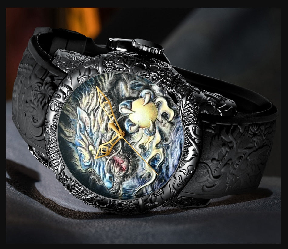 Carved Dragon Sculpture Watch for Men 3D Quartz Be unique among everyone with this masterpiece 2021