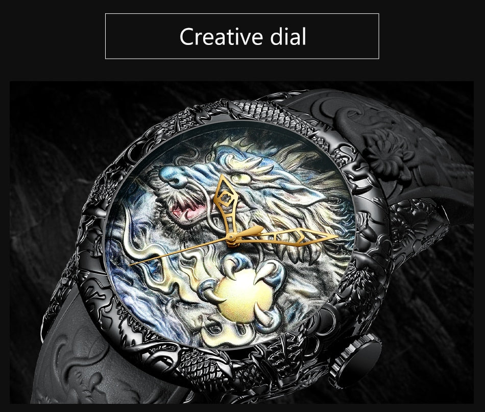 Carved Dragon Sculpture Watch for Men 3D Quartz Be unique among everyone with this masterpiece 2021