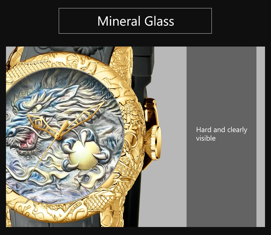 Carved Dragon Sculpture Watch for Men 3D Quartz Be unique among everyone with this masterpiece 2021