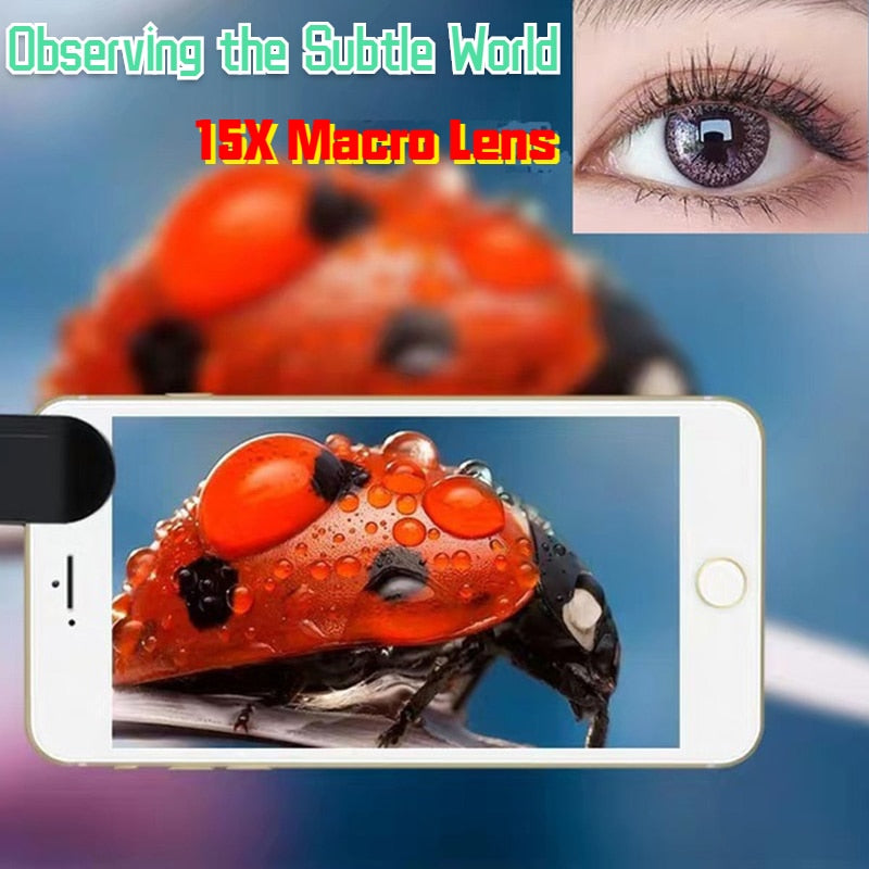 Orsda 4K HD Super 15X Macro Lens for Smartphone Anti-Distortion 0.6X