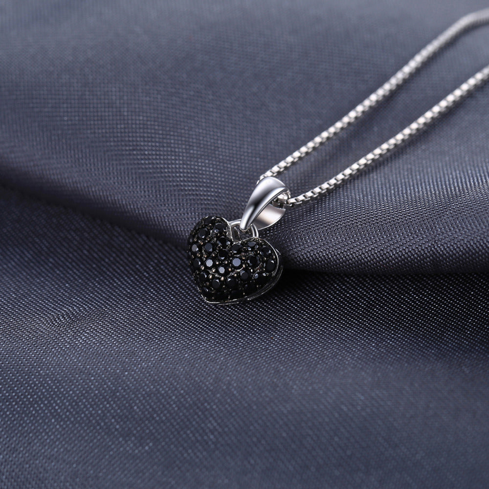 High quality natural black stone pendant with silver 925