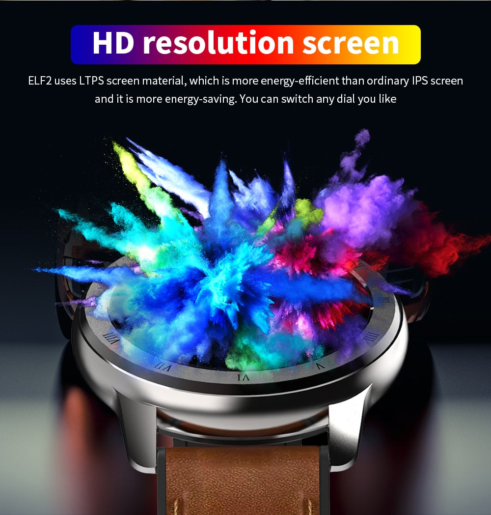 LEMFO ELF2 PPG + ECG Smart Watch 1.3 Inch Full Round Touch Screen 360*360 HD Resolution Stainless Steel Case Strap Replaceable