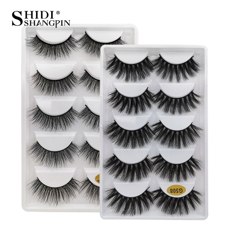 SHIDISHANGPIN 5 Pairs Fake Eyelashes Natural Mink Eyelashes Makeup False Eyelashes Cross 3d Mink Lashes faux cils maquillaje .....  gift for girls