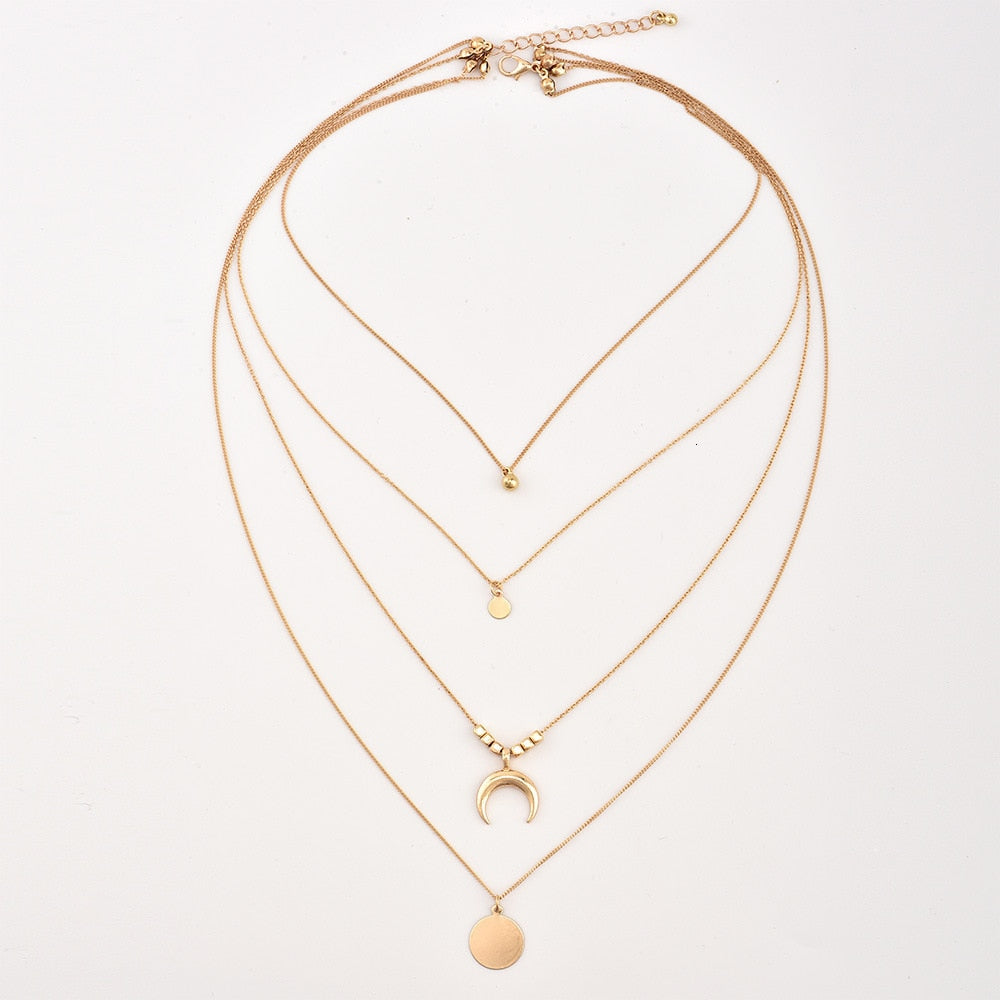 Multilayer Necklaces & Pendants Vintage Moon Choker Necklace for Women Gold Collier Femme Party Jewelry ....  gift for girls