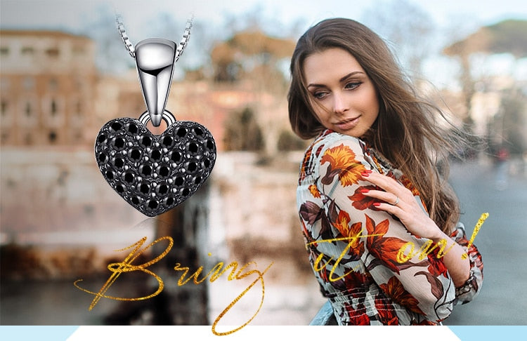 High quality natural black stone pendant with silver 925