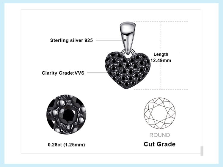 High quality natural black stone pendant with silver 925