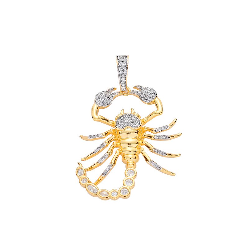 Missfox Scorpion Creative Pendant Necklace With Tennis Chain Hip Hop Insect Style Personality Unique Cuban Chain High Quality