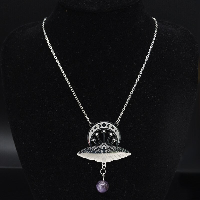 2020 Fashion Bat Witchcraft Moon Sun Stainless Steel ...... Jewerly collar mujer N19764
