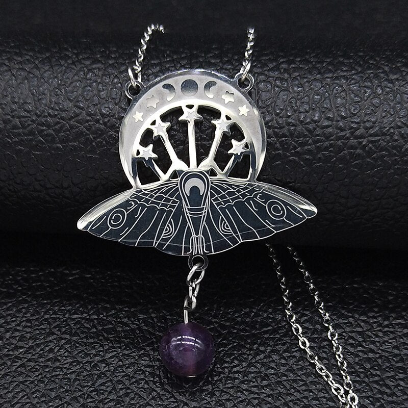 2020 Fashion Bat Witchcraft Moon Sun Stainless Steel ...... Jewerly collar mujer N19764
