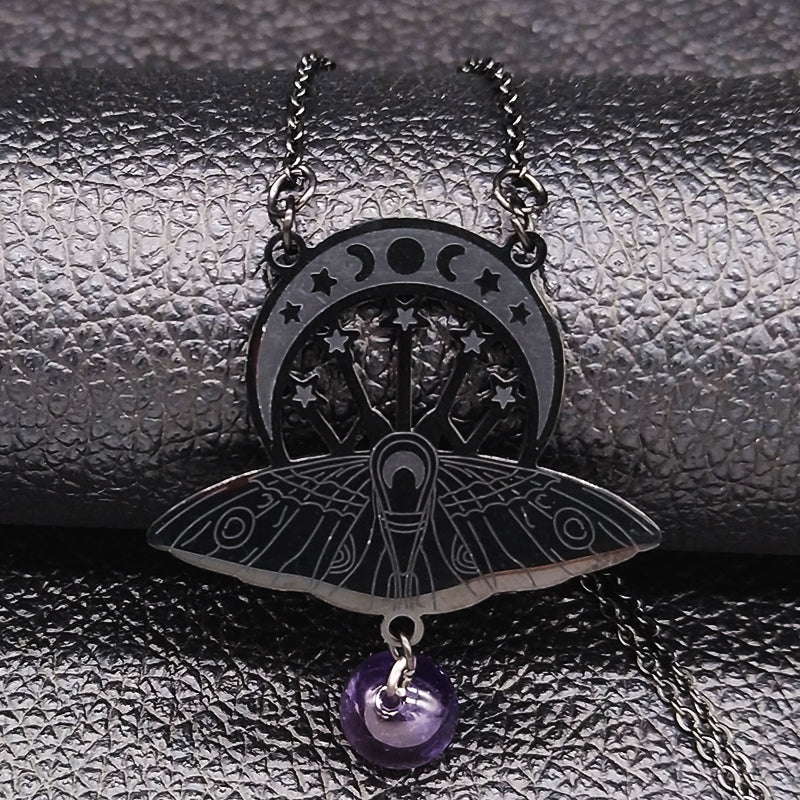 2020 Fashion Bat Witchcraft Moon Sun Stainless Steel ...... Jewerly collar mujer N19764