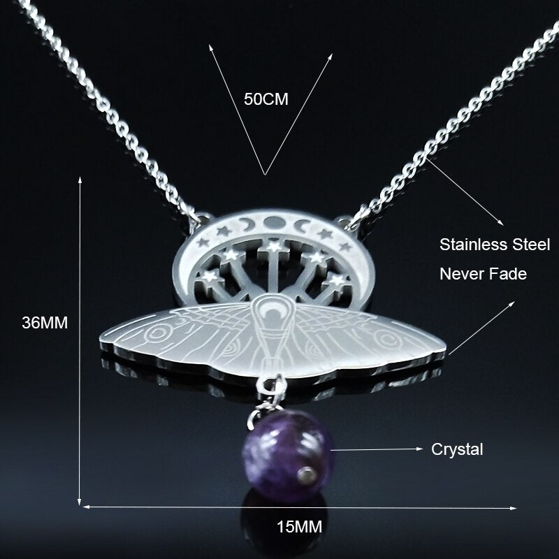 2020 Fashion Bat Witchcraft Moon Sun Stainless Steel ...... Jewerly collar mujer N19764