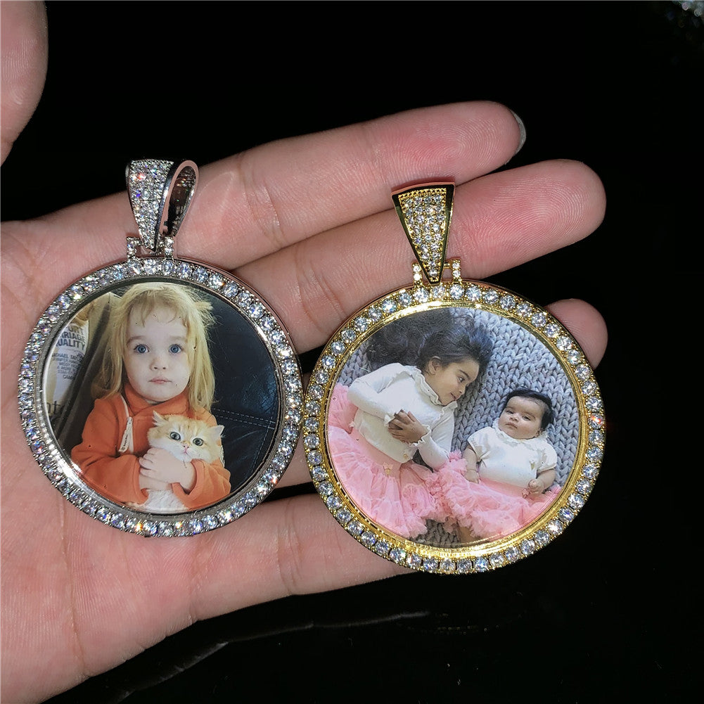 Custom Photo Memory Medallion Picture Pendant Necklace With Tennis Chain Hip Hop Jewelry Personalized Zirconia Chains Charm Gift