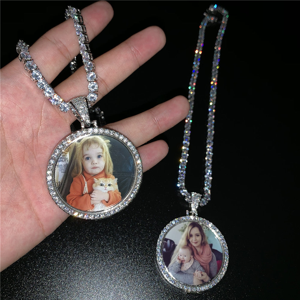 Custom Photo Memory Medallion Picture Pendant Necklace With Tennis Chain Hip Hop Jewelry Personalized Zirconia Chains Charm Gift