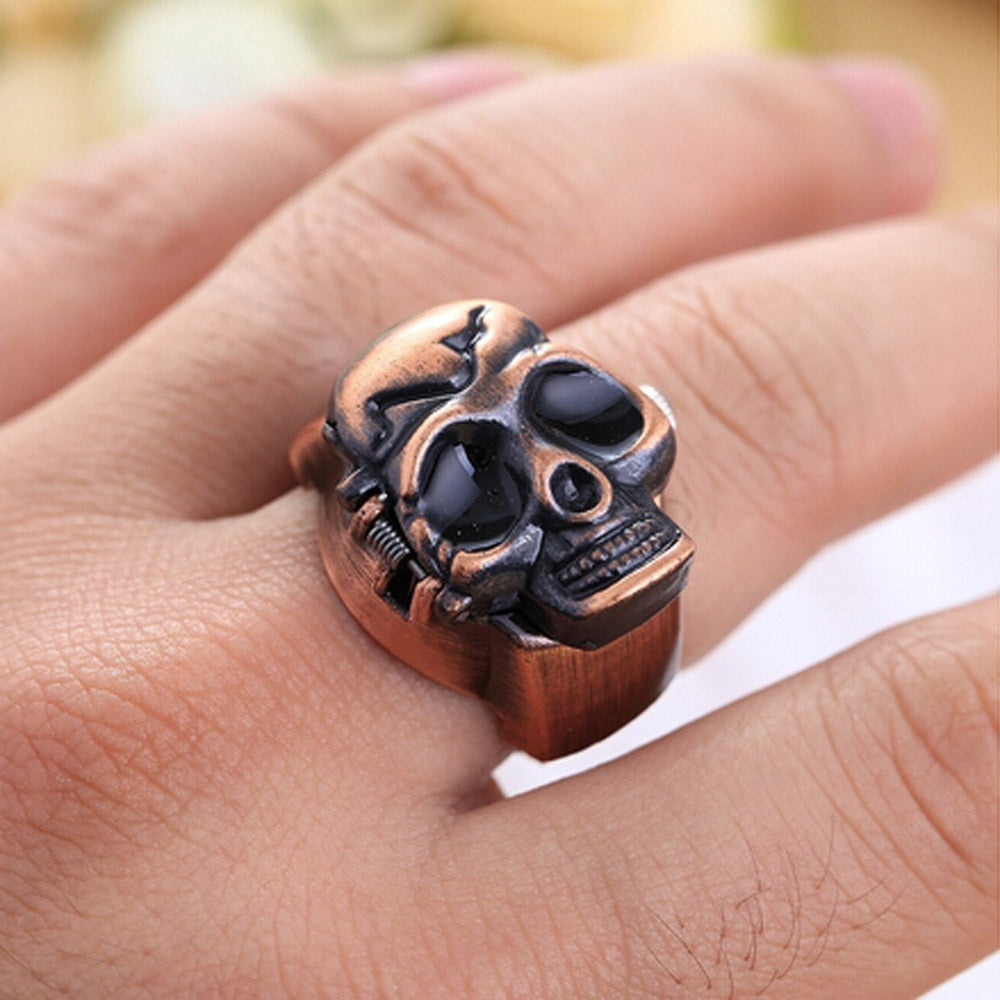 Fashion Unisex Retro Vintage Finger Skull Ring Watch Clamshell Watch wholesale Hot Marketing