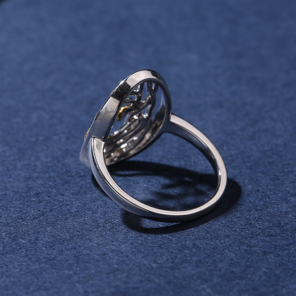 SILVERAGE Authentic 925 Sterling Silver Life Tree Shape Engagemant Wedding Ring 925 Silver Gold  Rings for Woman ...  gift for girls