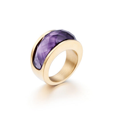 Stainless Steel Crystal Engagement Female Rings Colorful Stone Rings Girls Ladies Party Jewelry Gifts