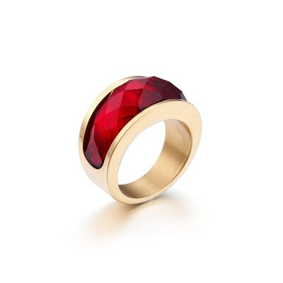 Stainless Steel Crystal Engagement Female Rings Colorful Stone Rings Girls Ladies Party Jewelry Gifts