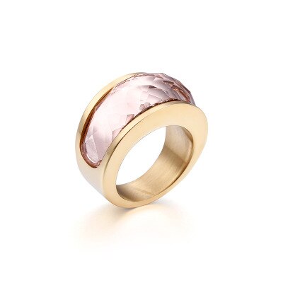 Stainless Steel Crystal Engagement Female Rings Colorful Stone Rings Girls Ladies Party Jewelry Gifts