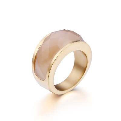 Stainless Steel Crystal Engagement Female Rings Colorful Stone Rings Girls Ladies Party Jewelry Gifts