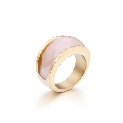 Stainless Steel Crystal Engagement Female Rings Colorful Stone Rings Girls Ladies Party Jewelry Gifts