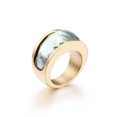 Stainless Steel Crystal Engagement Female Rings Colorful Stone Rings Girls Ladies Party Jewelry Gifts
