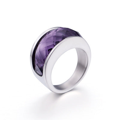 Stainless Steel Crystal Engagement Female Rings Colorful Stone Rings Girls Ladies Party Jewelry Gifts
