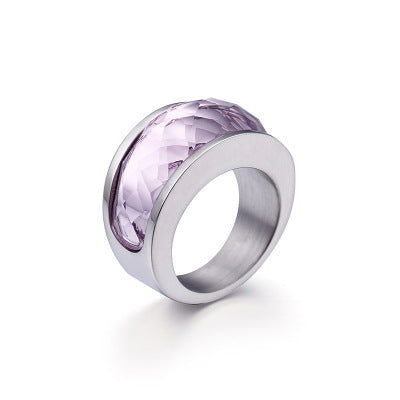 Stainless Steel Crystal Engagement Female Rings Colorful Stone Rings Girls Ladies Party Jewelry Gifts