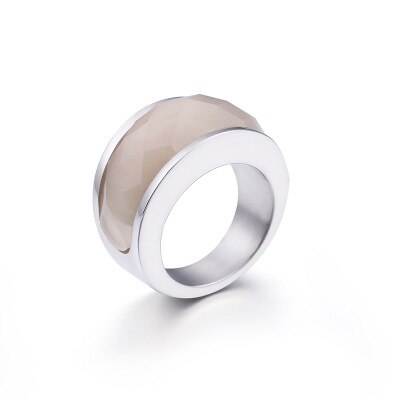 Stainless Steel Crystal Engagement Female Rings Colorful Stone Rings Girls Ladies Party Jewelry Gifts
