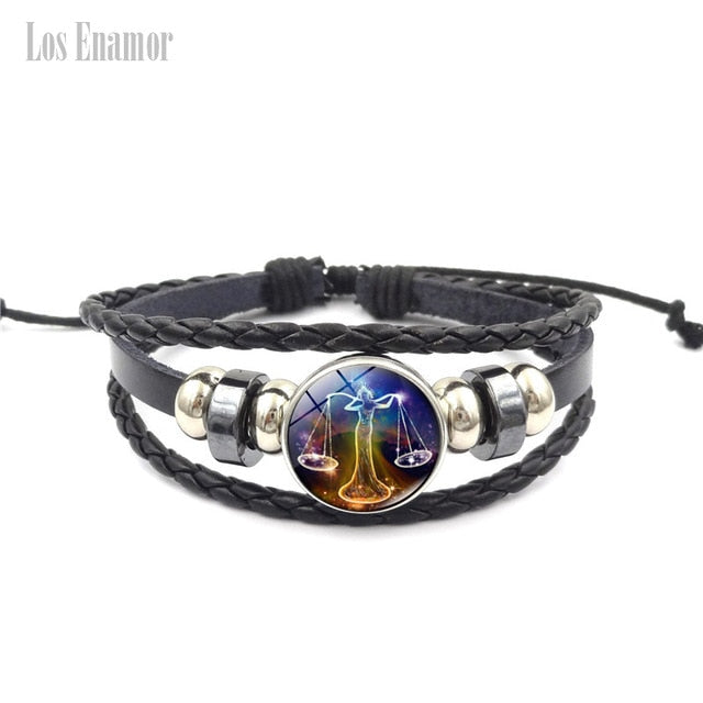 Constellation Luminous Bracelet  Leather Bracelet Charm Bracelets for Men Boys Women Girl Jewelry Accessories Gifts