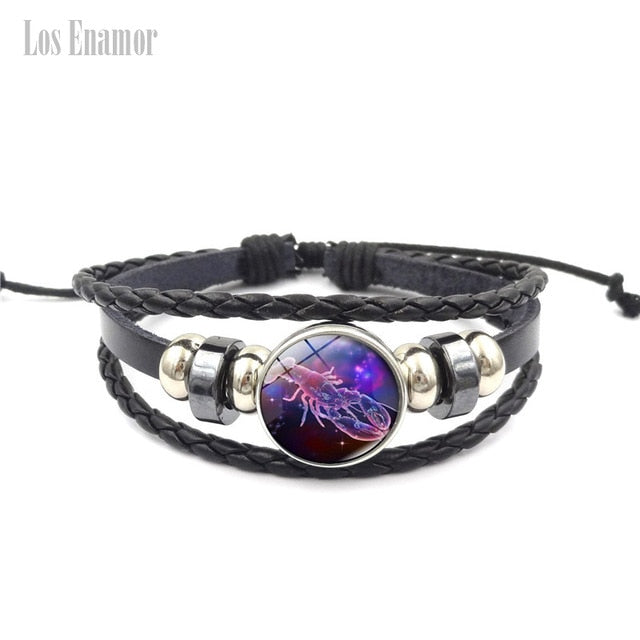 Constellation Luminous Bracelet  Leather Bracelet Charm Bracelets for Men Boys Women Girl Jewelry Accessories Gifts