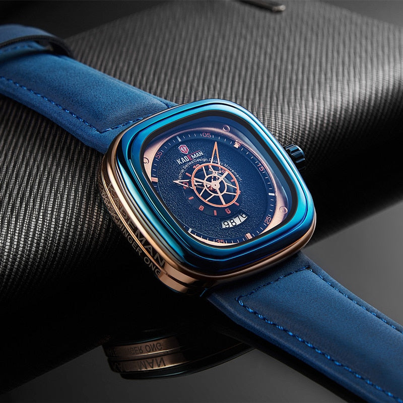 2019 Luxury Men Watches New Fashion Square Quartz Watch TOP Brand KADEMAN Casual Leather Wristwatches Business Relogio Masculino