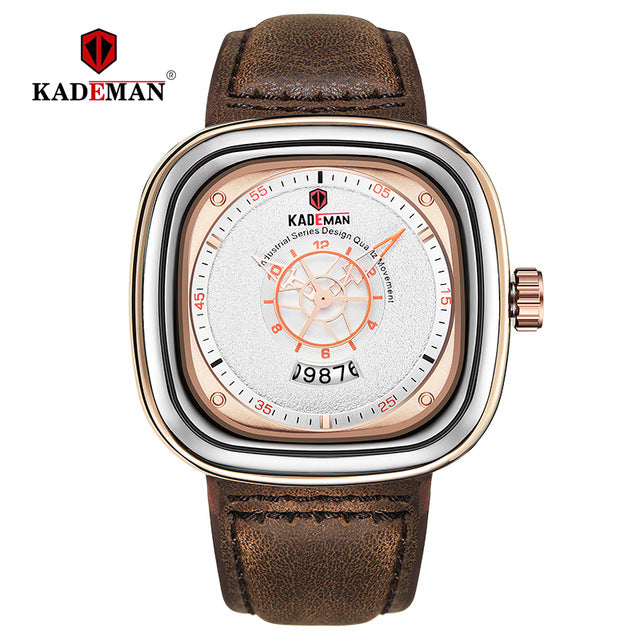 2019 Luxury Men Watches New Fashion Square Quartz Watch TOP Brand KADEMAN Casual Leather Wristwatches Business Relogio Masculino
