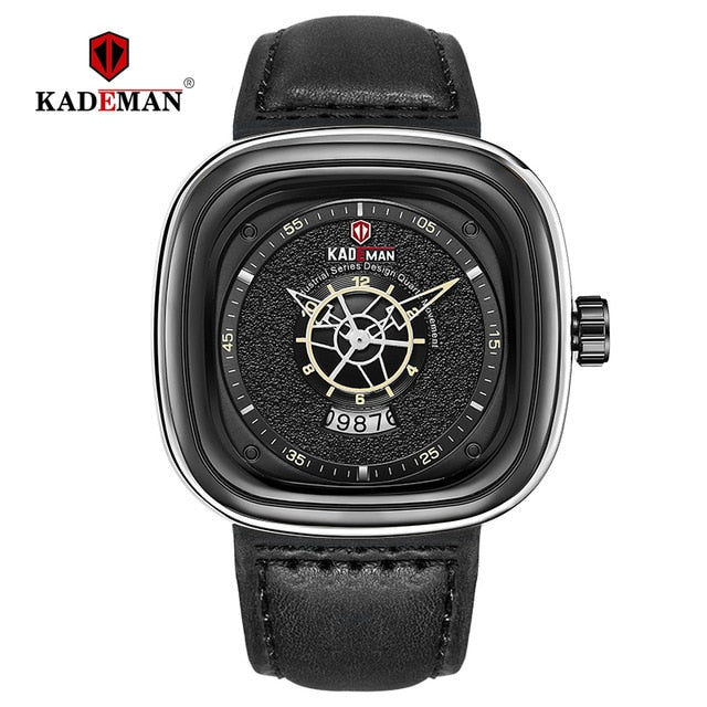 2019 Luxury Men Watches New Fashion Square Quartz Watch TOP Brand KADEMAN Casual Leather Wristwatches Business Relogio Masculino