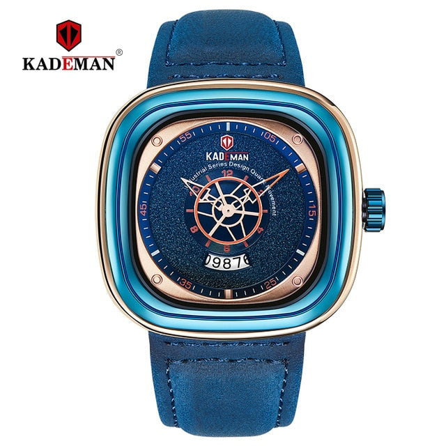 2019 Luxury Men Watches New Fashion Square Quartz Watch TOP Brand KADEMAN Casual Leather Wristwatches Business Relogio Masculino