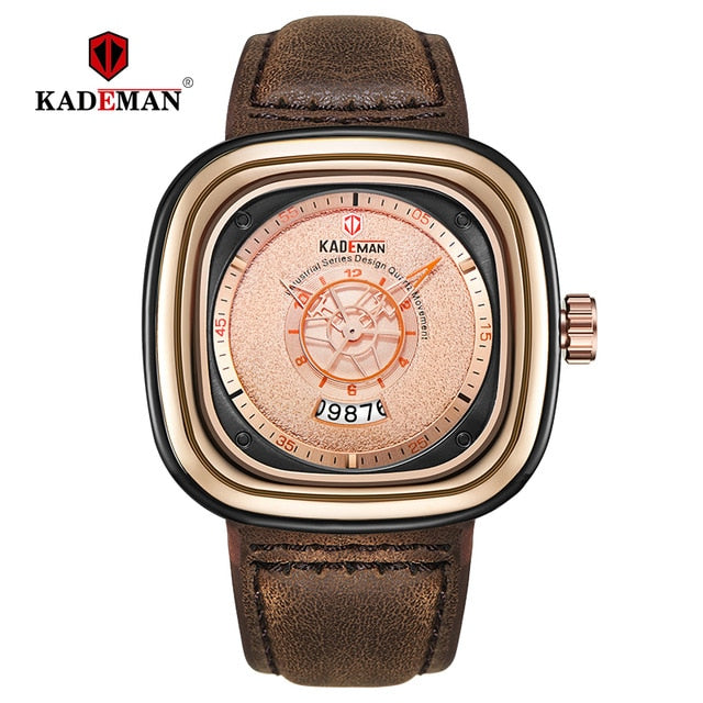 2019 Luxury Men Watches New Fashion Square Quartz Watch TOP Brand KADEMAN Casual Leather Wristwatches Business Relogio Masculino